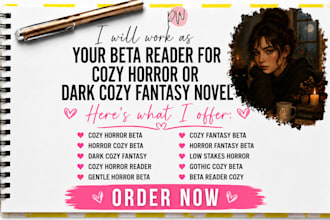 beta read your cozy horror, horror cozy, or dark cozy fantasy novel