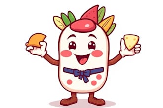illustrate a unique custom restaurant mascot for fast food dining brands