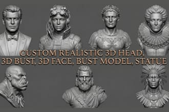 sculpt realistic custom 3d head bust face model statue stl obj file for 3d print