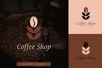 design fast food restaurant, coffee shop logo, packaged drinks and mascot