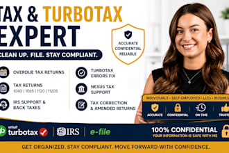 fix turbo tax errors, file US taxes, and help with nexus tax in 12 hours