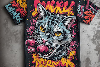 create 80s 90s airbrush graffiti streetwear clothing design
