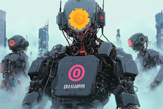 create professional humanoid or cyberpunk robot art