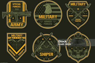design patch and badge for military, security guard, police, tactical and skull