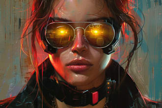 draw scifi or cyberpunk character portrait art