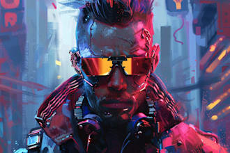 create scifi or cyberpunk character portrait art