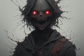 draw creepy and detailed horror character illustration