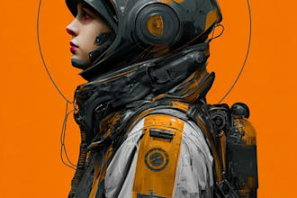 a sci fi character illustration or sci fi character