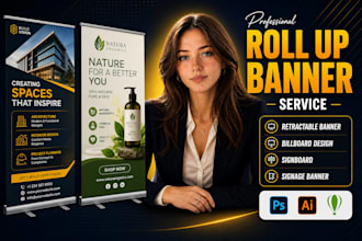 design a professional roll up banner retractable banner and pull up banner
