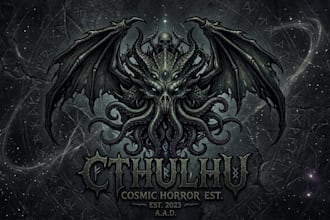 design a dark cosmic horror inspired logo for your brand