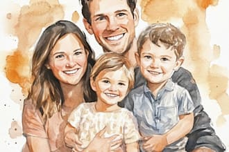 custom watercolor family portrait
