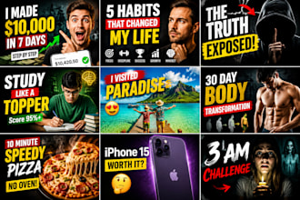 create all type eyecatching youtube thumbnails with high CTR