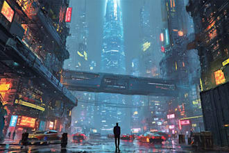 making a cyberpunk sci fi futuristic city illustration