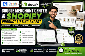 do gmc product listing and shopify product upload expertly