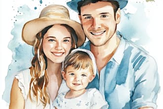 make watercolor family portrait