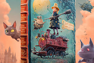 create a colorful cartoon book cover for children