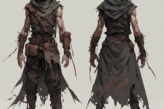 draw demonic and eerie horror character concept
