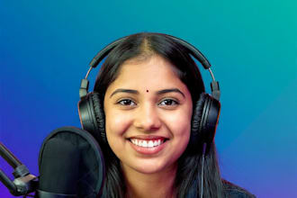 record a female voice over and write scripts in hindi english bengali