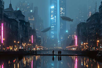 drawing a futuristic cyberpunk city for you