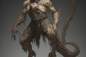 draw creepy and detailed horror character illustration