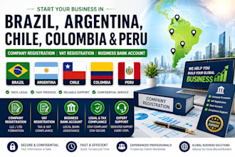 do company registration,vat,bank account in brazil,argentina,chile,colombia,peru