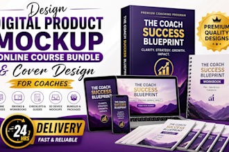 design digital product mockup online course bundle cover design for coaches