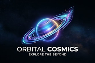 design a modern and cosmic saturn logo for your brand