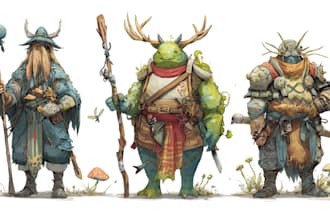 illustrate fantasy characters, creatures and monsters