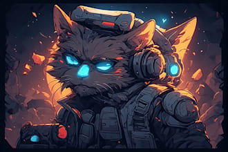 create a professional cartoon gaming mascot for your brand