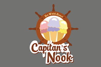 create a fun commercial logo for an ice cream coffee shop