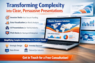 provide presentation pitch deck design and investor decks disaster response
