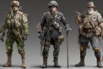 draw detailed military characters for you