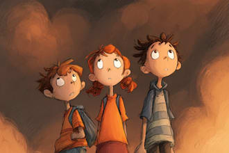 draw colourful book illustrations in a cartoon style
