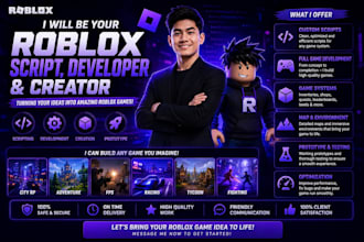 be your roblox scripter, roblox developer, roblox creation, roblox prototype