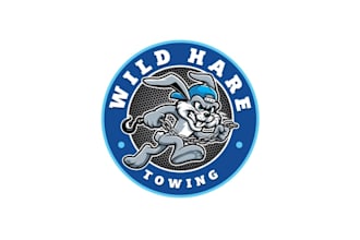 design corporate tow company logo with a wild hare rowing