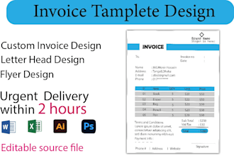 provide invoice design , flyer design and letter head design template