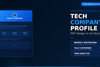 create modern tech company profile PDF design in 24 hours