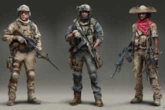 draw detailed military characters for you