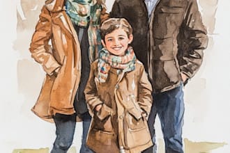 make watercolor family portrait