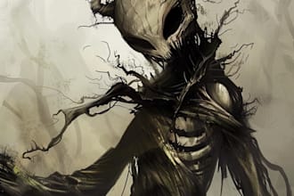 draw demonic and eerie horror character concept