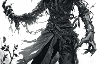 draw creepy and detailed horror character illustration