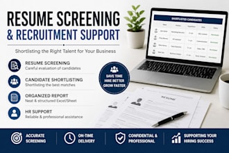 do resume screening and recruitment support for your company