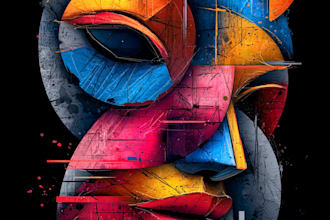 design a minimal abstract face portrait illustration