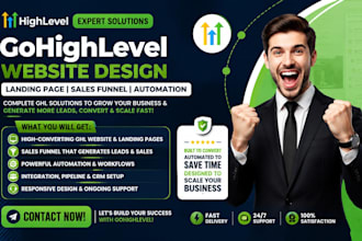 build gohighlevel website landing page sales funnel and automation