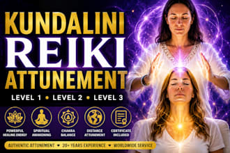 perform powerful kundalini reiki attunement for healing and awakening