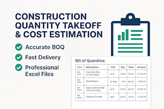 prepare detailed boq quantity takeoff and cost estimation