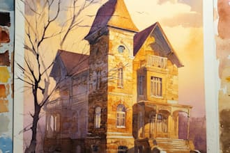 paint an atmospheric watercolor of your house or favorite place