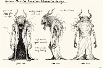 illustrate sketches of fantasy, scifi and horror characters