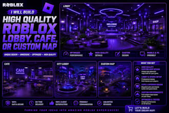 build high quality roblox lobby, cafe, roblox map and custom game environment