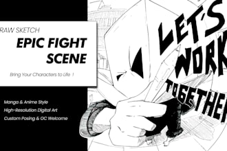 draw sketch fight scenes and dynamic action characters